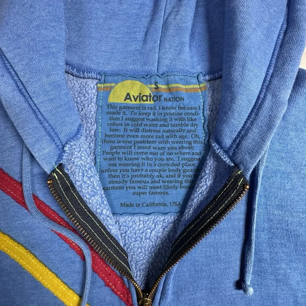 Aviator Nation Pray For Surf Hoodie Women’s Size Small Blue
